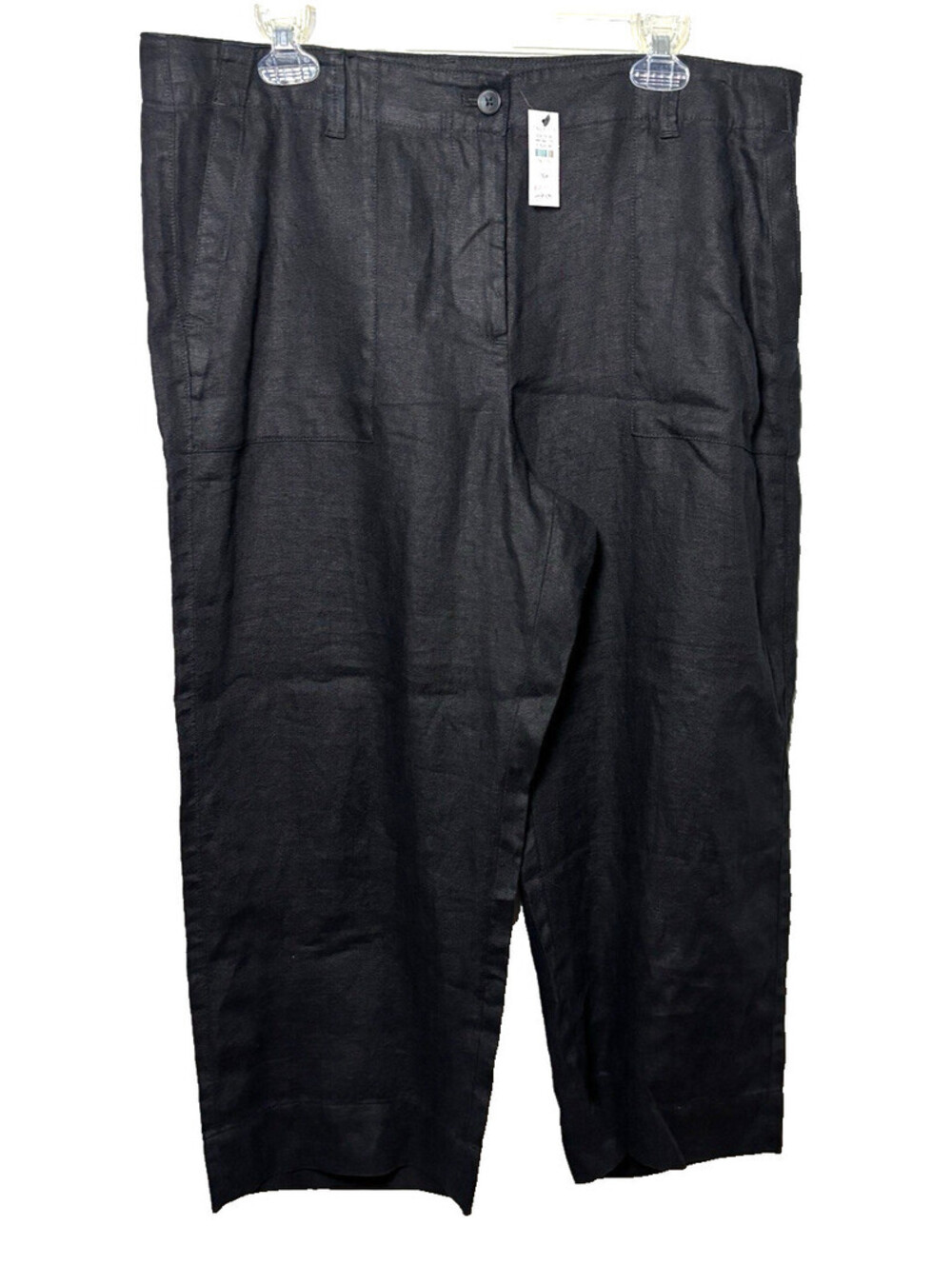 Talbots Petites Pants Cropped Women's Linen Black Size 16Petite NWT